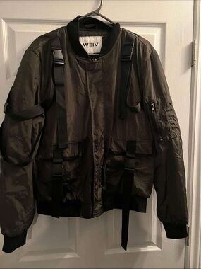 Olive Green Utility Bomber Jacket
